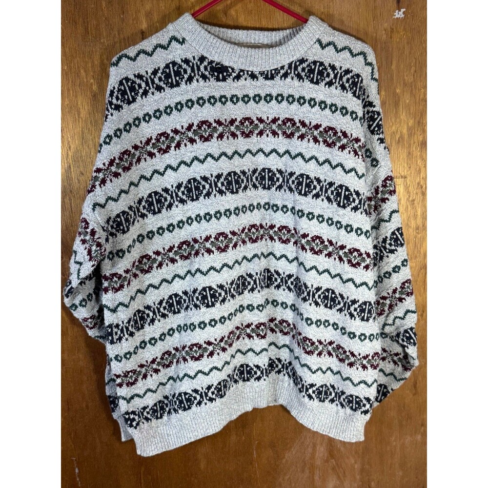 Vintage Northwest Territory Sweater Mens Large Patterned Crewneck Pullover USA